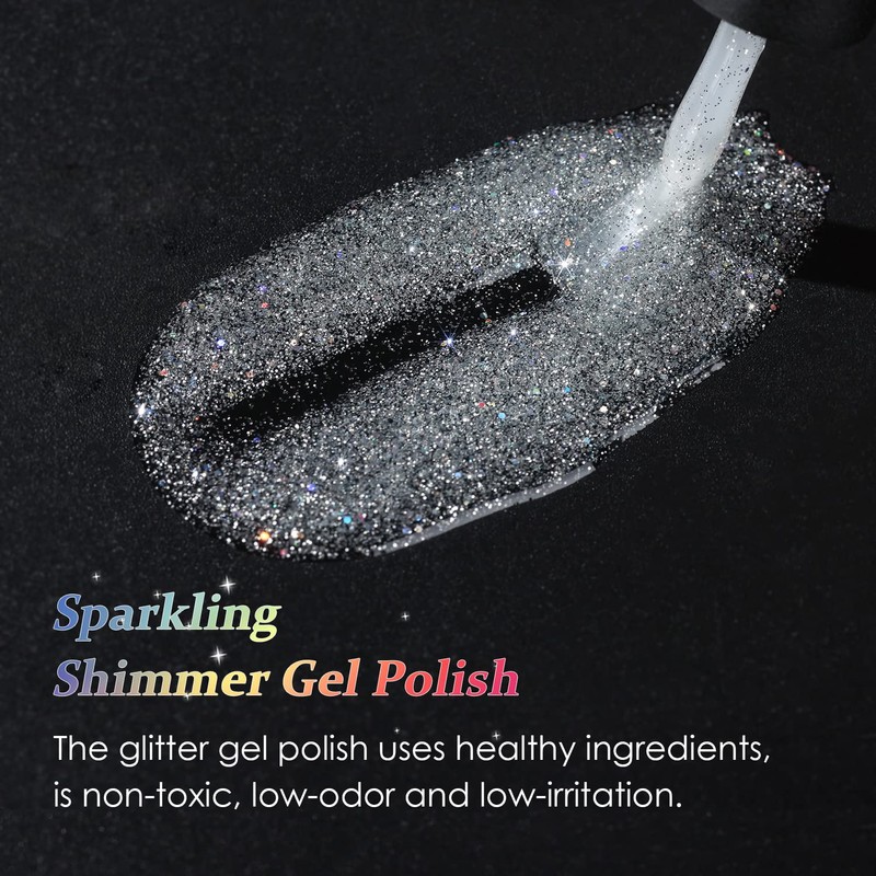 AIMEILI Soak Off U V LED Glitter Gel Nail Polish