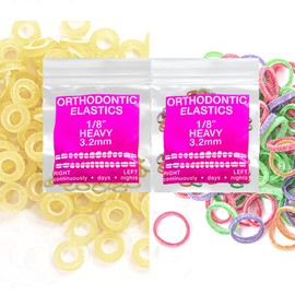 Latex Dual Pack 1/8inch Heavy Intraoral Elastic Bands Orthodontic Elastics Dental Rubber Bands, braces, tooth gap MADE IN US (Heavy(6.5oz), 1/8'' 3.2mm)