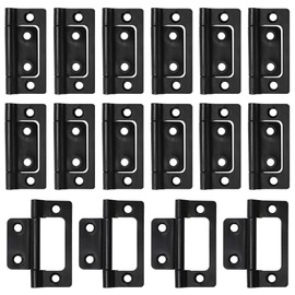 GYSRXS Pack of 16 Door Hinges Foldable Small Flat Hinges 360 Degree Rotating Hinge for Wooden Doors Window Cabinets 77 x 35 mm (Black)