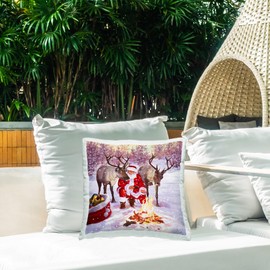 Stupell Industries Warm Christmas Campfire Santa Outdoor Printed Pillow, 18 x 18, Multi-Color