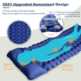 MEETPEAK Sleeping Pad, Extra Thickness 4 Inch Inflatable Camping Sleeping Mat with Pillow Built-in Foot Press, Compact Ultralight Camping Air Mattress for Backpacking, Hiking, Tent