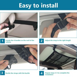 Car Luggage Net, Double Layer Luggage Net, Motorhome, Universal Car Roof Luggage Net Blanket with Zip Pockets, Mesh Pocket Car for SUVs, Jeeps, Vans (Black 80 x 55)