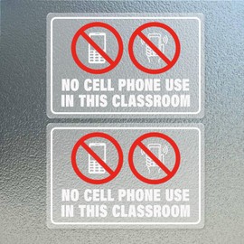 YIKIADA 2 PCS No Cell Phone Use in This Classroom Sticker 8 x 12 Inch Vinyl Removable Waterproof Self Adhesive Decal for Outdoor Indoor Use