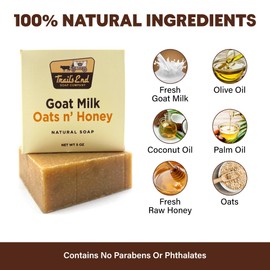 All Natural Goat Milk Soap - 3-Pack - Oats n' Honey - Natural Soap For Dry, Cracked Sensitive Skin, Eczema for Men, Women, Kids, and even Infants by Trails End Soap Company 5.25oz Large Bars