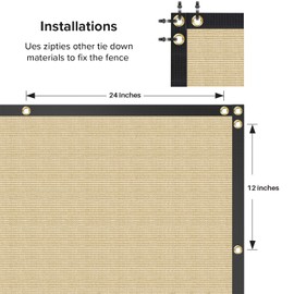 INFRANGE Heavy Duty 195GSM Sand 16' x 1' Fence Privacy Screen Windscreen,with Bindings & Grommets Mesh Shade Net Cover for Wall Garden Yard Backyard-Cable Zip Ties Included