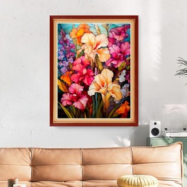 Funart Stamped Cross Stitch Kits for Beginners Full Range of Cross Stitching Preprinted Embroidery Kits for Adults, 11CT Embroidery Pattern Needlepoint Kits-Colorful Flowers 16x20 inchs