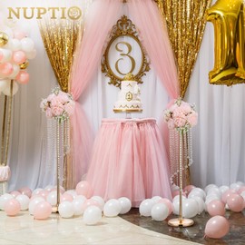 Nuptio 2 Pcs 35.4inch Tall Wedding Centerpieces Gold Vases Crystal Flower Vase Metal Flowers Stand for Party Tables Decorations - Elegant Bulk Weddings Decoration Table Chandelier Centerpiece Stands