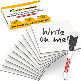 Dry Erase Magnetic Labels 4x4 - Blank Reusable Sticky Notes - Magnetic Notepads for Fridge - Dry Erase Magnetic Sheets - Dry Erase Magnets for Whiteboard Refrigerator Classroom - Magnet Stickers