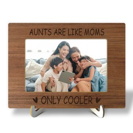 Desk Wood Picture Frame with stand, Gift for Women Aunt, Aunts are Like Moms Only Cooler Picture Frame Display 4x6" Horizontal Photo for Tabletop, Home Shelf Table Decorative Supplies -09