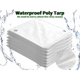 TARPAL 4x6 Feet White Tarp Waterproof(2 Pack) Small tarps Multipurpose Protective Cover All Purpose Poly Tarps Cover for Firewood Outdoor Furniture etc