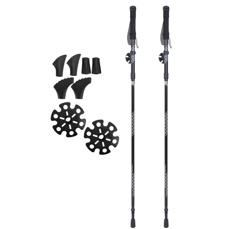 1Pair 5Sections Folding Damping Alpenstock Inner Lock Telescopic Hiking Walking