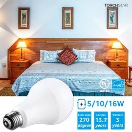 TORCHSTAR 3-Way LED Bulb A21, 3 Way LED Light Bulbs 40/60/100W Equivalent, UL & ES Listed, Flicker Free Bulb for Floor, Table, Touch Lamp, E26 Standard Base, Non-dimmable, 2700K Soft White, Pack of 2
