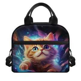 Howilath Cat Lunch Bag Kids Portable Leakproof Lunch Box for Girls Boys Large Capacity Thermal Lunch Bags for School Camping Beach Cooler Bag