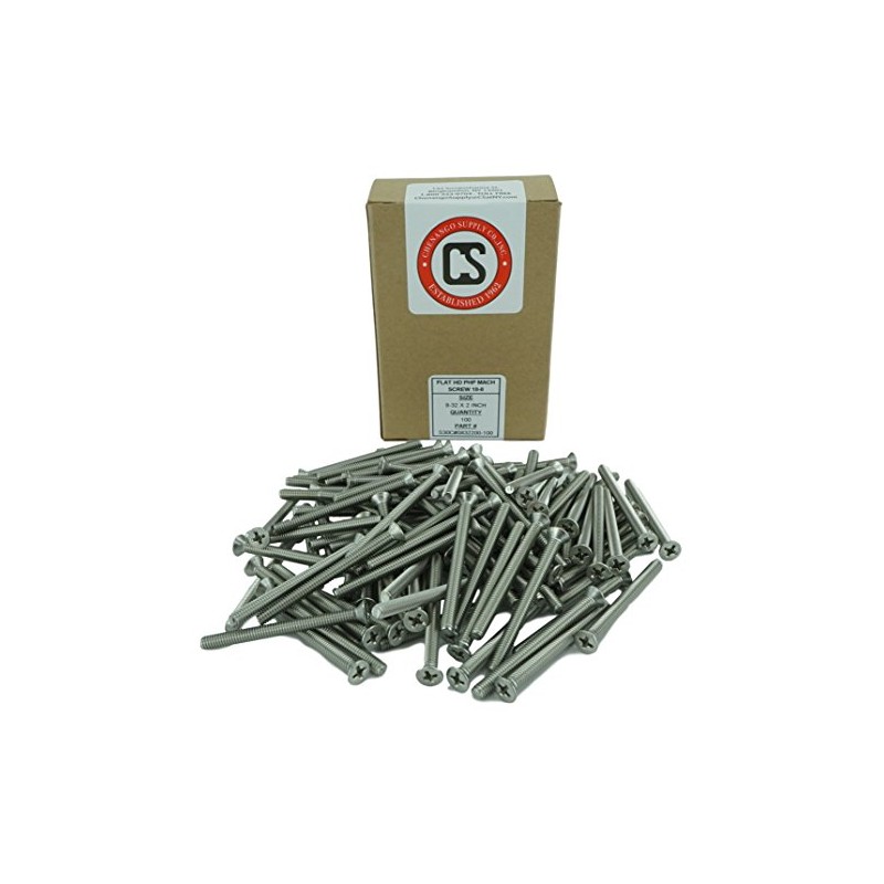 Stainless Steel 8-32"(1/2" to 2" Lengths) Flat Head Machine Screws,