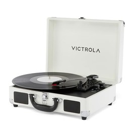 Victrola Journey II (2025 Model) – Bluetooth Suitcase Record Player – Built-in Stereo Speakers with Enhanced Bass, 3-Speed Turntable, Bluetooth Input and Output, RCA & Headphone Outputs (White)