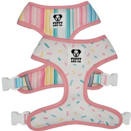 Cute Dog Harness, Reversible, No Pull Pet Vest with Leash Clip - Adjustable Soft Padded & Reflective - for XS Small Medium Large Girl Boy Dogs - for Most Breeds by Puppy and Co (Large, Sprinkles)