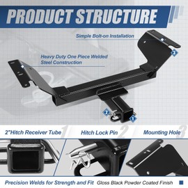 Auto Dynasty Class 3 Trailer Hitch, 2 Inch Receiver Compatible with 2018-2024 Chevy Equinox GMC Terrain, Powdercoated Gloss Black