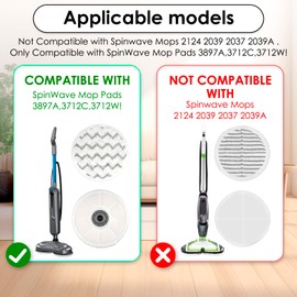 (6 Pack) 3897A Replacement Mop Pads for Bissell SpinWave SmartSteam Scrubbing Steam Mop 3897A 3712C 3712W, Spinning Scrubbing Mop Pads, Heavy Duty Scrubby Mop Pad, Wave Pattern Pads