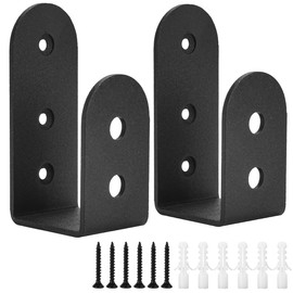 TCHOSUZ 2x4 Door Barricade Brackets, Set of 2 Heavy Duty Carbon Steel Door Bar Brackets for Home Security, Door Lock Brackets for Warehouse Basement Barn Garage 2 PCS Black