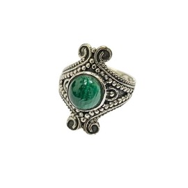 VIE Ancient Mystery Sphere Ring, Malachite