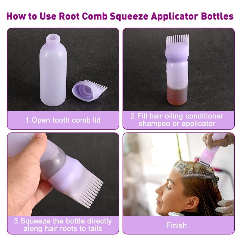 Abnaok Root Comb Applicator Bottle, 6 Ounce Applicator Bottle for