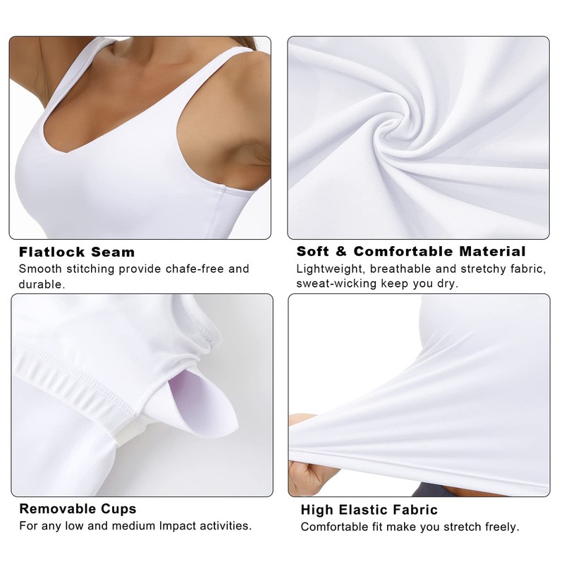 Women’s Longline Sports Bra Wirefree Padded Medium Support Yoga Bras