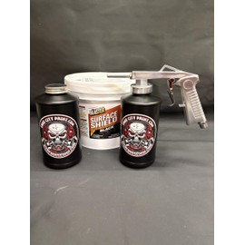 Gallon Black PB Blaster Surface Shield, Standard Undercoating Spray Gun, and 2 Black Quart Bottles