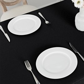 Veblandy Veblandy Rectangle Tablecloth Waterproof 60x120 inch Linen Textured Table Cloth Stain and Wrinkle Resistant Washable, Decorative Fabric Table Cover for Dining, Party and Camping, Black