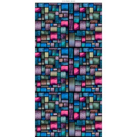Windowpix 24x48 / 24 x 48 Decorative Static Cling Window Film Lavender Stained Glass Geometric Medley Printed on Clear for Window Glass Panels. UV Protection, Energy Saving.