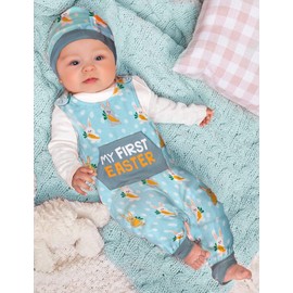 Easter Outfit Baby Boy Girl Outfit 9-12 Months My First Easter Baby Boy Girl Outfit Long-Sleeved Onesie 3Pcs Set Easter Baby Boy Girl Outfit Romper My First Easter Outfit…