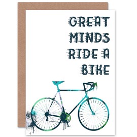 Great Minds Ride A Bike - Cycling Sealed Greeting Card Plus Envelope Blank inside