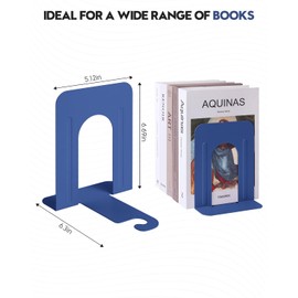 Honagu Bookends, Metal Book Ends, Bookends for Shelves, Book Holder Stopper for Heavy Books/CDs/DVDs ((1 Pair/2 Pieces, Blue)