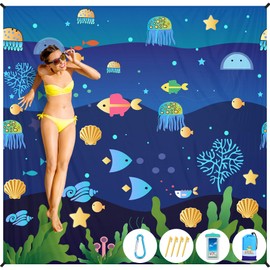 BYDOLL Beach Blanket Waterproof Sandproof 78''×110'' Suits1-7 Adults Compact Lightweight Oversized Sand-Free Blanket Large Picnic Mat for Beach Travel Camping Hiking