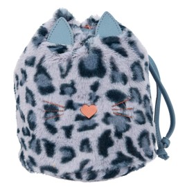 Depesche TOPModel Leo Love 10942 Backpack with Drawstring, Approx. 23 x 17 x 17 cm, Kitten Look Made of Soft Faux Fur, Grey Tabby