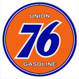 Handmade Union 76 Gasoline Metal Sign With Blue 14 & 18 Round