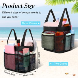 Hillban 4 Pcs Mesh Shower Caddy Portable Large Shower Caddy Basket with Deeper 8 Pockets for College Dorm Room Quick Dry Shower Essentials 2 Handles Hanging Shower Caddy Bag (Black)