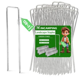 Xincamping 122 Pack 6in Landscape Staples Galvanized Garden Stakes Plant Stakes for Garden,Yard,Field,Plastic Sheeting,Cages