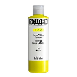 Fluid Acrylics by GOLDEN, Hansa Yellow Opaque, 8 fl. oz. Bottle, Professional Acrylic Paint, Semi-Opaque