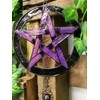 Ebros Gift Purple Stained Glass Pentacle Pentagram Circle Resonant Relaxing
