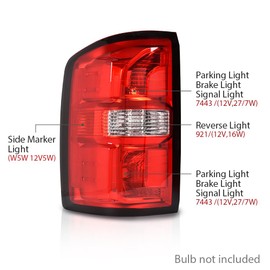 ALLGOOD Tail Lights Compatible with GMC Sierra 1500 2014-2018, Fit GMC Sierra 2500 HD 2015-2019, Fit GMC Sierra 3500 HD 2015-2019, Brake Lamps Red Lens w/o Bulbs, Left & Right