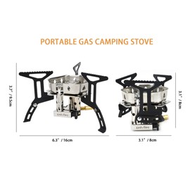 ONLYFIRE Portable Camping Gas Stove 6800W, Small Backpacking Stove with Piezo Ignition, Propane Adapter, Mini Camp Stove with Carry Bag for Outdoor Cooking, Picnic, Camping and Hiking, GS334
