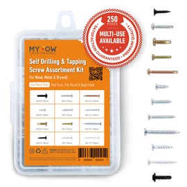 MYTOW Self Drilling & Self Tapping Screws Assortment Kit Set (250Pcs) Screws Available for Multi-use for Wood Screws, Sheet Metal Screws, and Drywall Screws,Screw Organizer and Storage