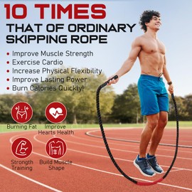 Jump Rope, 4LB Weighted Jump Rope for Fitness, 9.8ft Heavy Jumping Ropes for Exercise, Adult Workout Rope for Men & Women Improve Strength, Skipping Rope for Gym Training, Home Workout