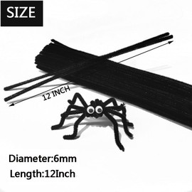 100Pcs Black Pipe Cleaners Chenille Stem for DIY Crafts,Arts,Wedding,Home,Party,Holiday Decoration 6 mm x 12 Inch