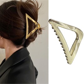 DIUEWOW Triangle Metal Hair Claw Clip - Gold, 1 Pack - Strong Hold, Non-Slip, Ideal for Thick Hair - Women, Girls & Teens