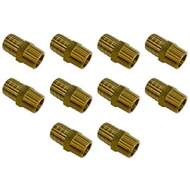 EDGE INDUSTRIAL 1-1/4" Hose ID to 1" Male NPT MNPT Straight Brass Fitting Fuel/AIR/Water/Oil/Gas/WOG (Qty 10)