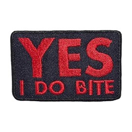 Yes i do bite Design Logo Iron-on Patches for Clothes, Punk Embroidered Badge Iron/Sew on Applique Repair Patch, DIY Accessories for Clothes Jeans Backpacks Jackets