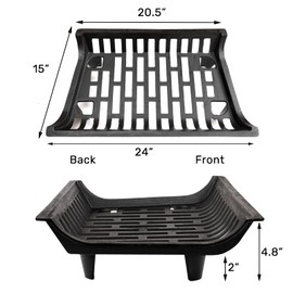 AGTEK 24 inch Fireplace Log Grate Heavy Duty Solid Steel Fire Grates Wood Stove Chimney Burning Rack Holder