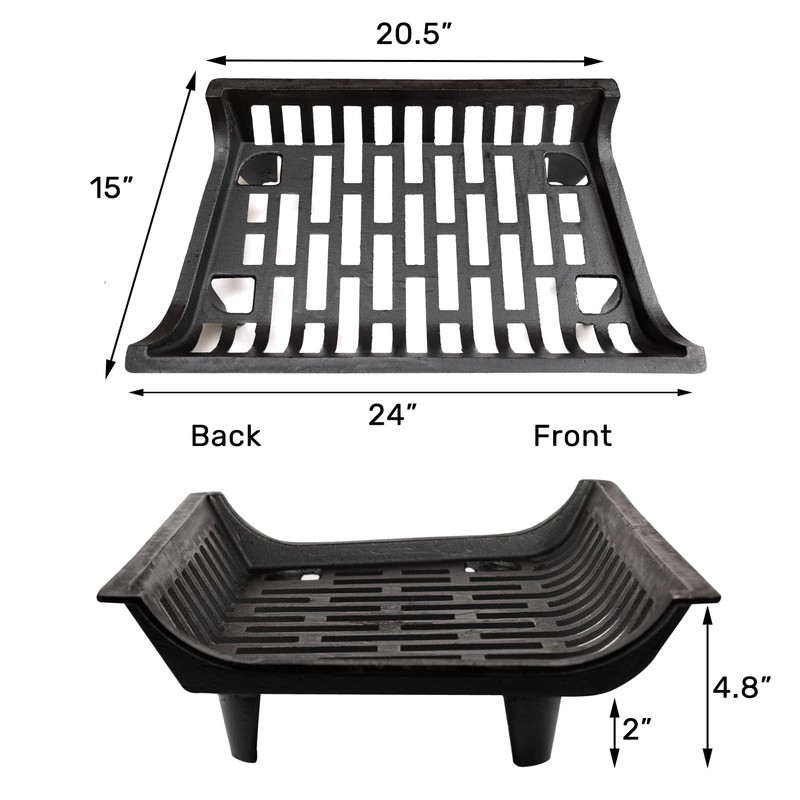 AGTEK 24 inch Fireplace Log Grate Heavy Duty Solid Steel