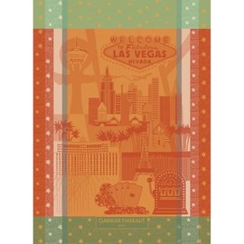 Garnier Thiebaut Las Vegas Orange/Green Jacquard French Kitchen Towel